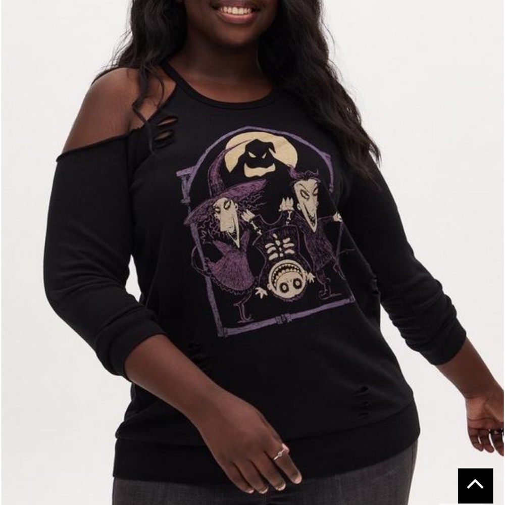 Torrid Disney Nightmare Before Christmas Oggie Boys Cold Shoulder Sweatshirt